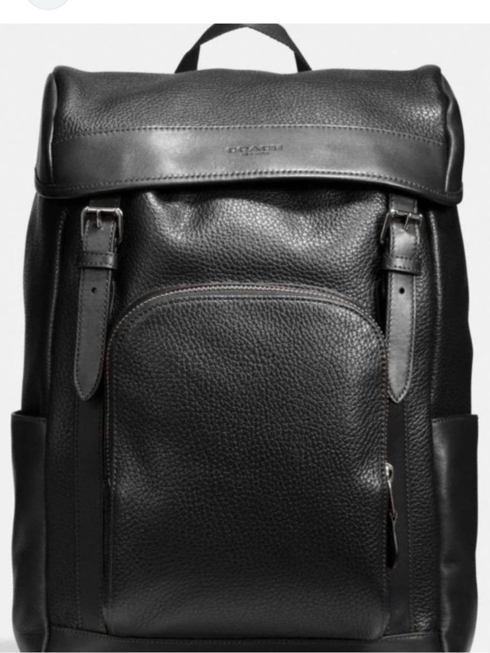 Coach Black Leather Men's Backpack - Stylish Everyday Bag